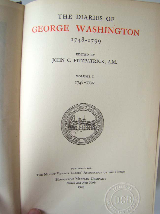 "The George Washington Diaries 1748-1799," four vols., Regents Edition, publ. in 1925 — image 2